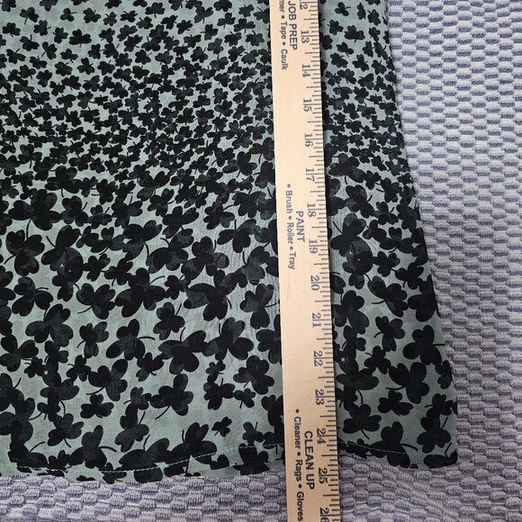 Krizia Sage Green & Black Clover Print Design Ombré Blouse - Size XL - Picture 7 of 7
